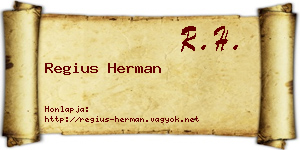 Regius Herman névjegykártya